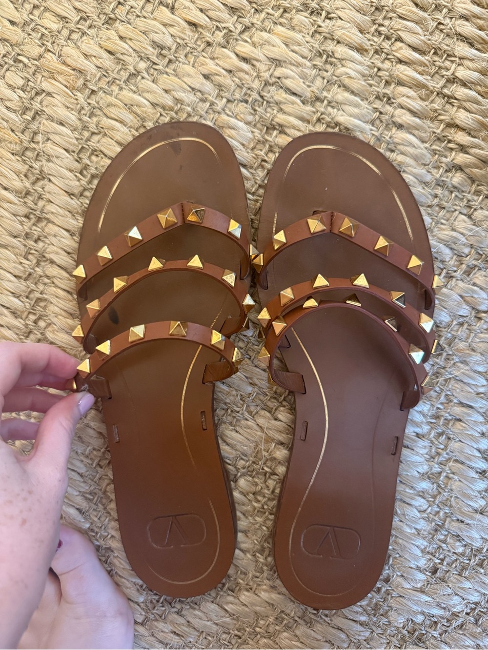 Valentino Triple-Strap Slide Sandals